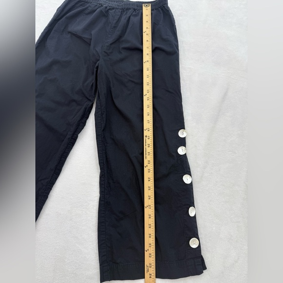 Women’s Black Tulip Brand Cropped Pants White Buttons Size Small Beach Vacation - Picture 5 of 13